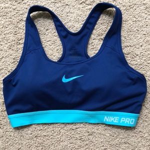 Blue Nike Pro Sports Bra Size Medium